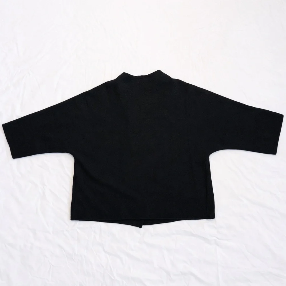 Jones New York Collection Black Merino Wool Snap Front Sweater XL - Picture 6 of 7